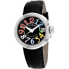 Locman Women's Watch - Tuttotondo Steel Case Black Dial Leather Strap | 340BKMULBK