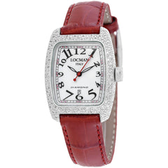 Locman Women's Watch - Diamond Mother of Pearl Dial Red Leather Strap | 485MOPBK2DC/RD