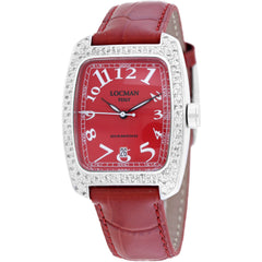 Locman Women's Watch - Classic Diamond Bezel Red Dial Leather Strap | 487RD2D/RD
