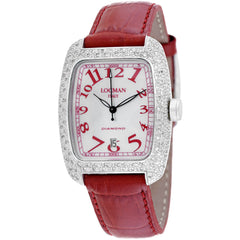 Locman Women's Watch - Diamond Mother of Pearl Dial Red Leather Strap | 488MOPRD2DC/RD