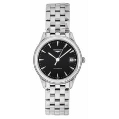 Longines Men's Watch - Flagship Black Dial Silver Stainless Steel Bracelet | L47744526