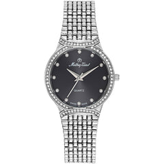 Mathey Tissot Women's Watch - Classic Black Dial Stainless Steel Bracelet | D2681AN