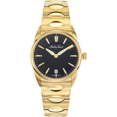 Mathey Tissot Women's Watch - Classic Black Dial Yellow Gold Steel Bracelet | D791PN