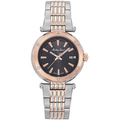 Mathey Tissot Women's Watch - Neptune Black Dial Two Tone Silver, Rose Case | D912RN