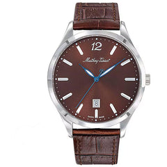 Mathey Tissot Men's Watch - Urban Quartz Steel Case Brown Dial Leather Strap | H411AM