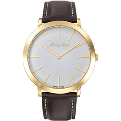 Mathey Tissot Men's Watch - Darius Quartz White Dial Brown Leather Strap | H7915PYI