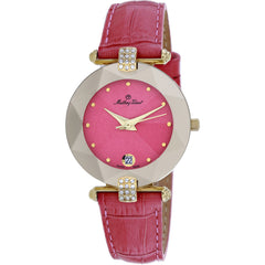 Mathey Tissot Women's Watch - Pyramide Quartz Pink Dial Leather Strap | P317M
