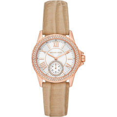 Michael Kors Women's Watch - Mini Everest Quartz White Dial Leather Strap | MK4719