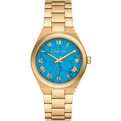 Michael Kors Women's Watch - Lennox Blue Dial Yellow Gold Case Bracelet | MK7460