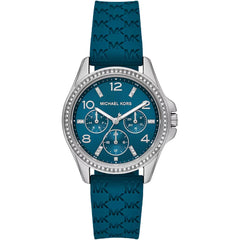 Michael Kors Women's Watch - Pilot Quartz Blue Dial Rubber Strap | MKO1004