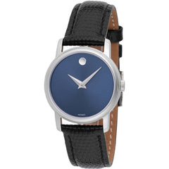 Movado Women's Watch - Museum Silver Tone Case Blue Dial Leather Strap | 2100010