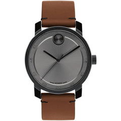 Movado Men's Watch - New Bold Access Quartz Grey Dial Leather Strap | 3600917