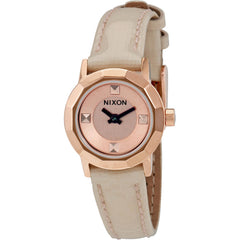 Nixon Women's Watch - Mini B Quartz Rose Gold Dial Leather Strap | A338-1532
