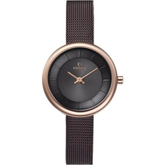 Obaku Women's Watch - Classic Black Plated Stainless Steel Bracelet | V146LXVNMN