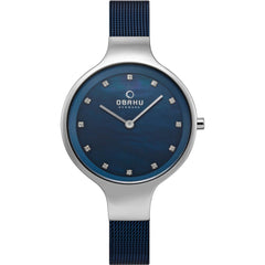 Obaku Women's Watch - Classic Blue Dial Plated Stainless Steel Bracelet | V173LXCLML