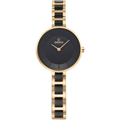 Obaku Women's Watch - Vind Black Dial Plated Stainless Steel Bracelet | V183LXGBSB