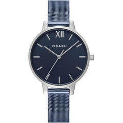 Obaku Women's Watch - Liv Arctic Blue Dial Plated Steel Bracelet | V209LXCLML