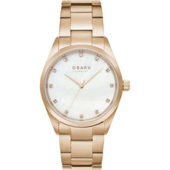 Obaku Women's Watch - Classic White Dial Rose Gold Case Steel Bracelet | V263LXVWSV