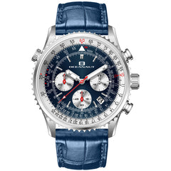 Oceanaut Men's Watch - Flight Silver Tone Case Blue Dial Leather Strap | OC0127