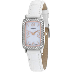 Pulsar Women's Watch - Classic Silver Tone Case White Dial Leather Strap | PTC503