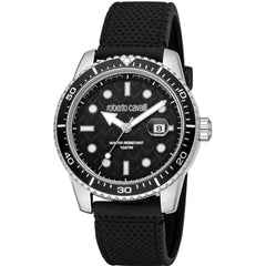 Roberto Cavalli Men's Watch - Classic Quartz Silver Dial Rubber Strap | RC5G084P0065