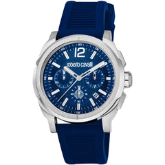 Roberto Cavalli Men's Watch - Classic Quartz Blue Dial Rubber Strap | RC5G085P0055