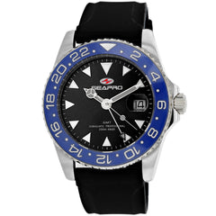 Seapro Men's Watch - Agent Quartz Silver Tone Case Black Dial Rubber Strap | SP0122