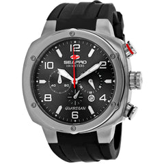 Seapro Men's Watch - Guardian Silver Tone Case Black Dial Rubber Strap | SP3341