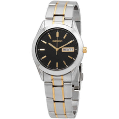Seiko Men's Watch - Essentials Black Dial Plated Stainless Steel Bracelet | SUR363