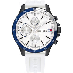 Tommy Hilfiger Men's Watch - Bank Quartz White Dial Rubber Strap | 1791723