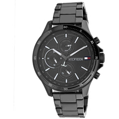 Tommy Hilfiger Men's Watch - Bank Black Plated Stainless Steel Bracelet | 1791719