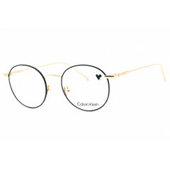Calvin Klein Unisex Eyeglasses - Gold/Black Round Full Rim Metal Frame | CK5460 715