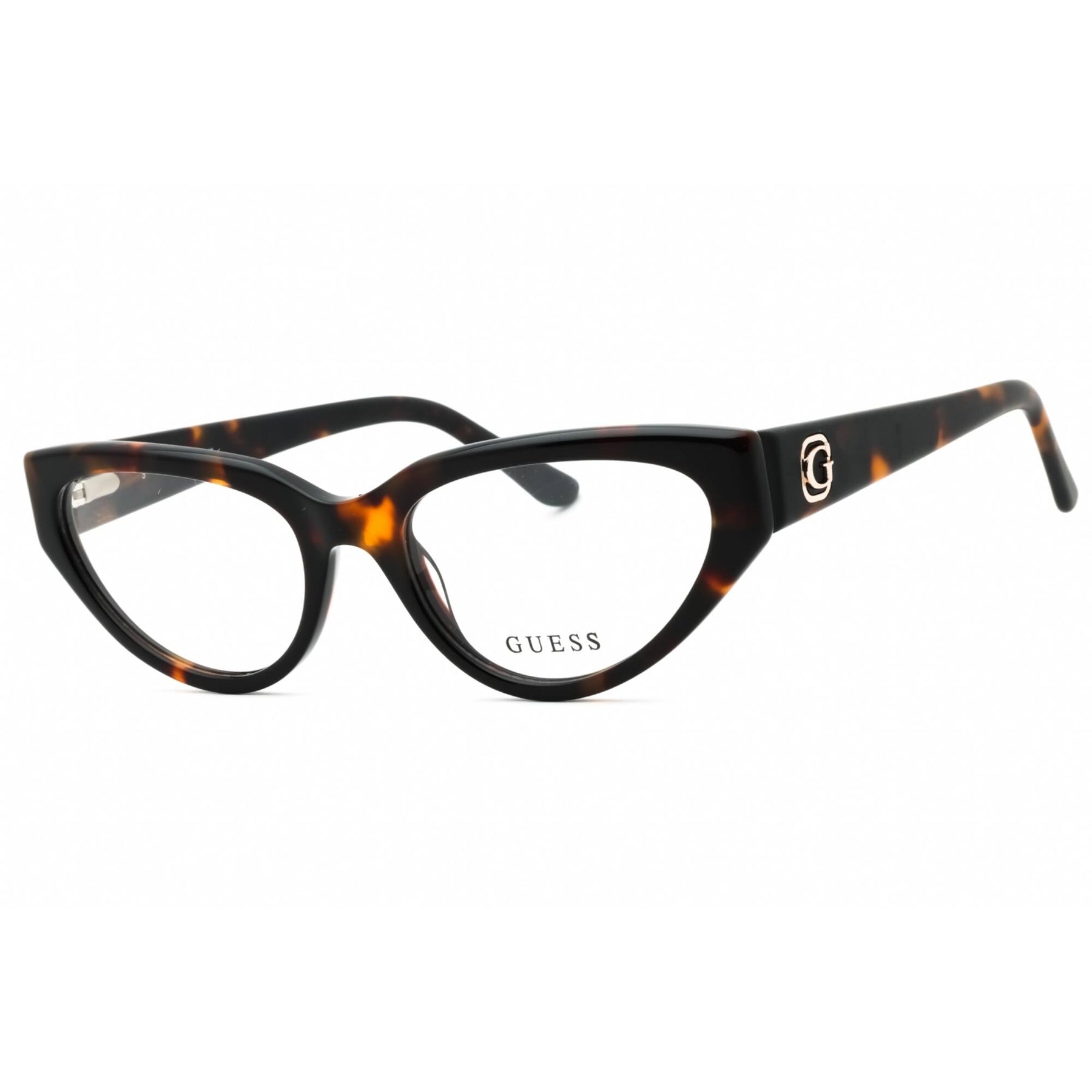 Guess Women's Eyeglasses Dark Havana Cat Eye Full Rim Acetate Frame