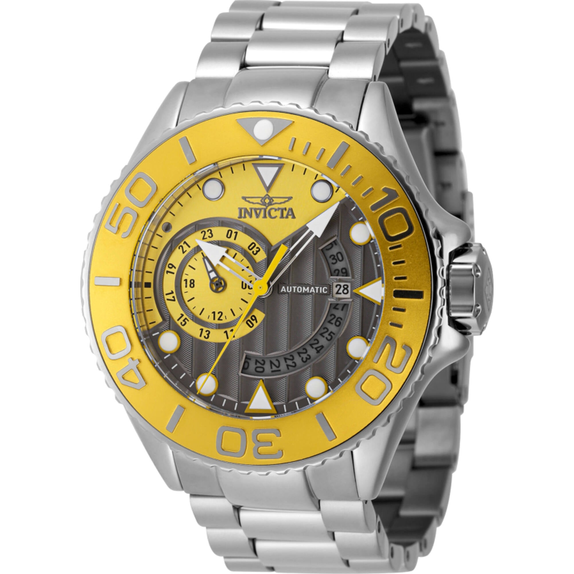 Invicta Men's Watch - Grand Diver Automatic Gunmetal and Yellow Dial ...