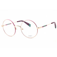 Furla Women's Eyeglasses - Clear Demo Lens Gold Round Full Rim Frame | VFU310 0355
