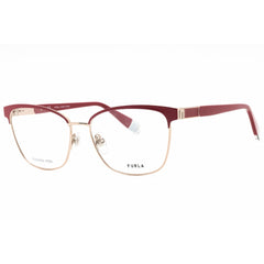 Furla Women's Eyeglasses - Clear Demo Lens Red Metal Cat Eye Full Rim | VFU389 0E59