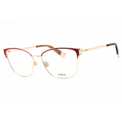 Furla Women's Eyeglasses - Clear Demo Lens Gold Metal Cat Eye Full Rim | VFU443 0357