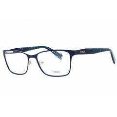 Furla Women's Eyeglasses - Silver W/Blue Parts Metal Rectangular Frame | VU4350 0514