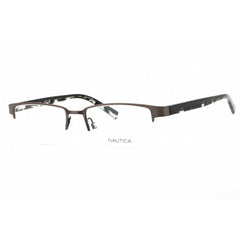Nautica Men's Eyeglasses - Brushed Gunmetal Metal Rectangular Half Rim | N7229 033