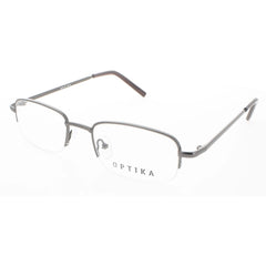 Optika Unisex Eyeglasses - Gunmetal Metal Rectangular Half Rim Frame | OM 118 GUN 51