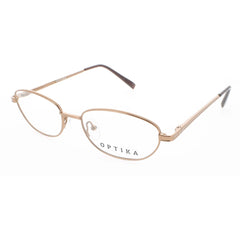 Optika Unisex Eyeglasses - Brown Metal Oval Full Rim Frame Demo Lens | OM 119 BRN 51