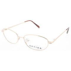 Optika Unisex Eyeglasses - Gold Metal Oval Full Rim Frame Demo Lens | OM 119 GOLD 51