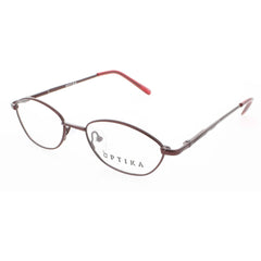 Optika Unisex Eyeglasses - Burgundy Metal Oval Shape Full Rim Frame | OM 120 BUR 48