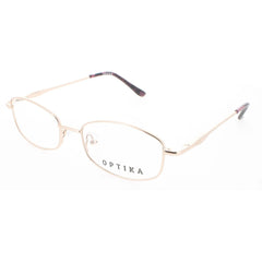 Optika Unisex Eyeglasses - Gold Metal Rectangular Full Rim Frame | OM 121 GOLD 51
