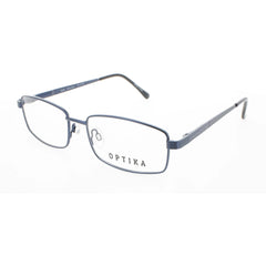 Optika Unisex Eyeglasses - Matte Blue Metal Rectangular Frame | OM 125 MATTE BLUE 55