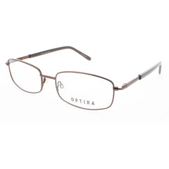 Optika Unisex Eyeglasses - Brown Metal Rectangular Full Rim Frame | OM 127 BRN 60