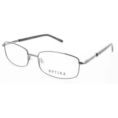 Optika Unisex Eyeglasses - Gunmetal Metal Rectangular Full Rim Frame | OM 127 GUN 60