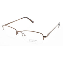 Signature Unisex Eyeglasses - Brown Metal Rectangular Half Rim Frame | 1085 Brown 50