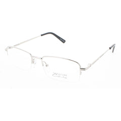 Signature Unisex Eyeglasses - Silver Metal Rectangular Half Rim Frame | 1085 Silver 50