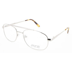 Signature Unisex Eyeglasses - Silver Metal Navigator Full Rim Frame | 1111 Silver 56